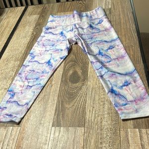 Terez Marble Blue 3/4 Length Leggings EUC